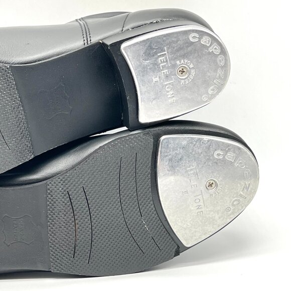11.5W 11.5 WIDE WIDTH Capezio Womens CG09 Black Leather Oxford Tap Dance‎ Shoes - Picture 11 of 13